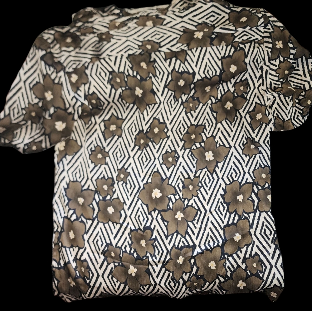 Zara Brown and Black Morocco Casual Button Down Shirt Medium - Picture 4 of 4